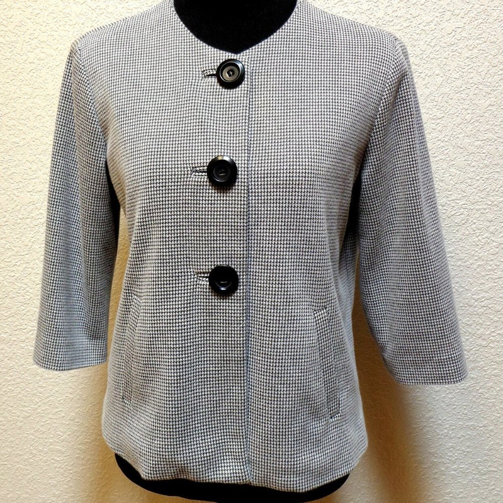 BLACK & WHITE TWEED BLAZER 10P - Picture 3 of 5